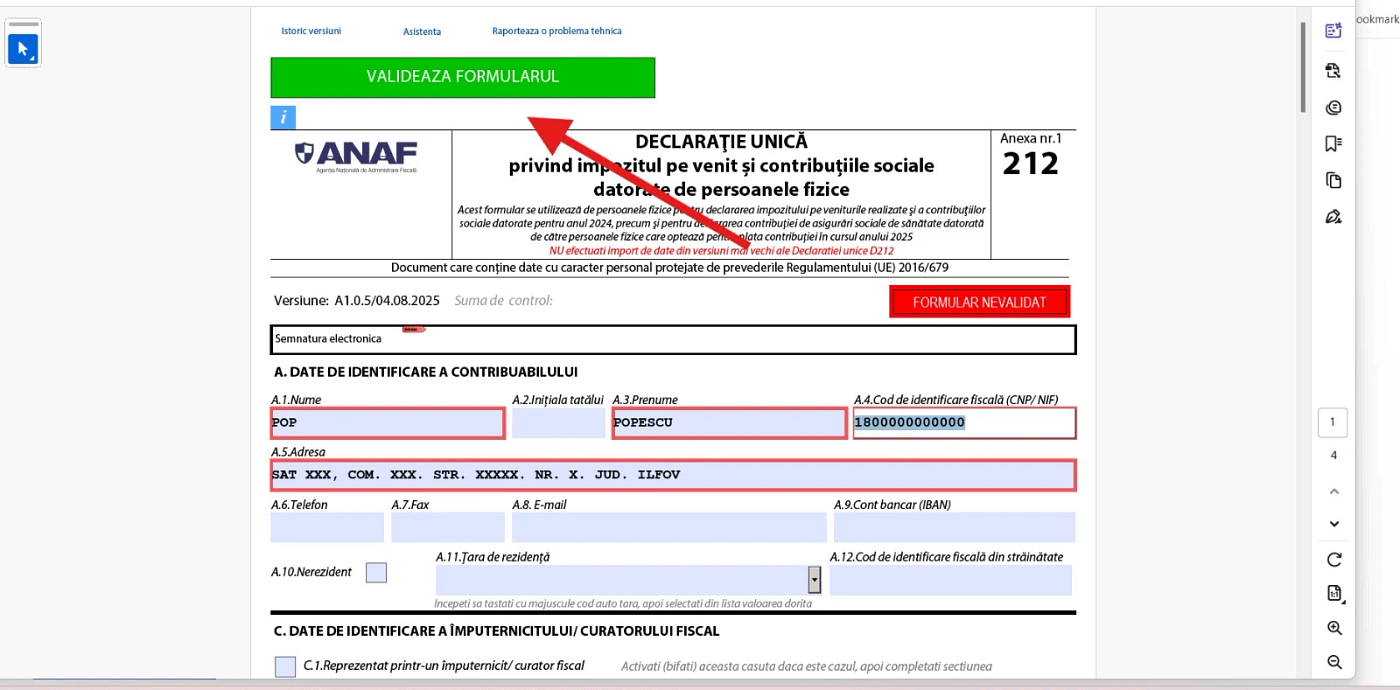 Formular pentru plata voluntară CASS FOTO facias.ro