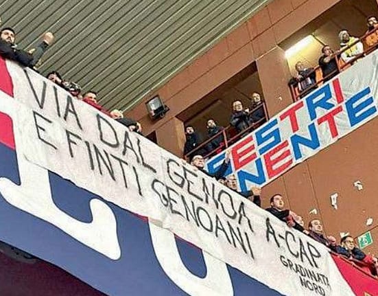 Mesaj de susținere la stadion pentru Dan Șucu » Bannerul suporterilor lui Genoa la meciul cu Milan