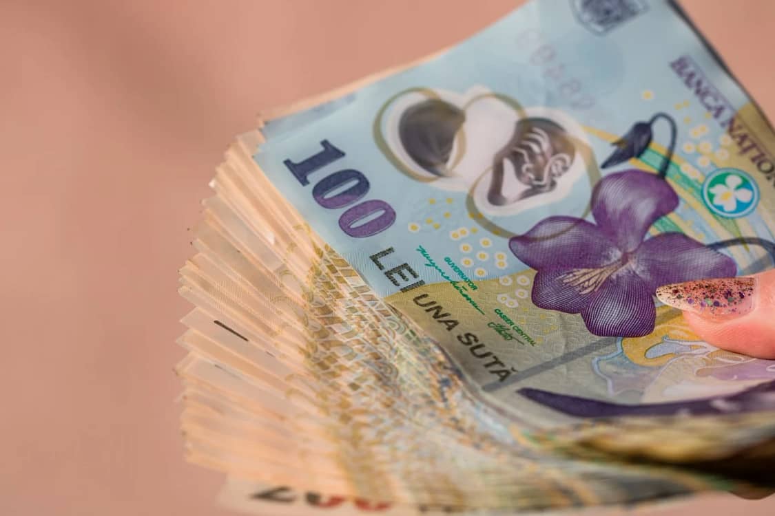 Teanc de bancnote de 100 de lei
