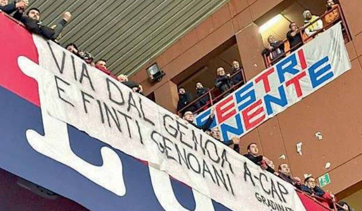 Mesaj de susținere la stadion pentru Dan Șucu » Bannerul suporterilor lui Genoa la meciul cu Milan
