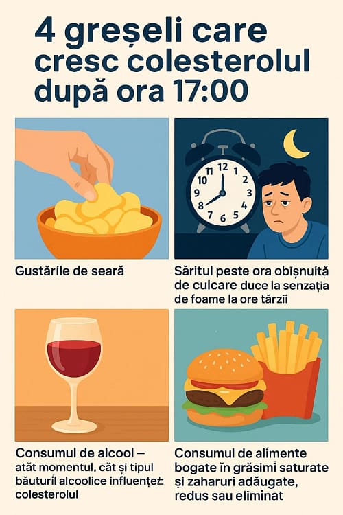 Ilustrație cu cele 4 greșeli comune după ora 17:00 care-ți pun inima în pericol Sursă DMS