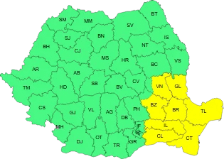Județele vizate de Codul galben care intră în vigoare diseară. FOTO ANM