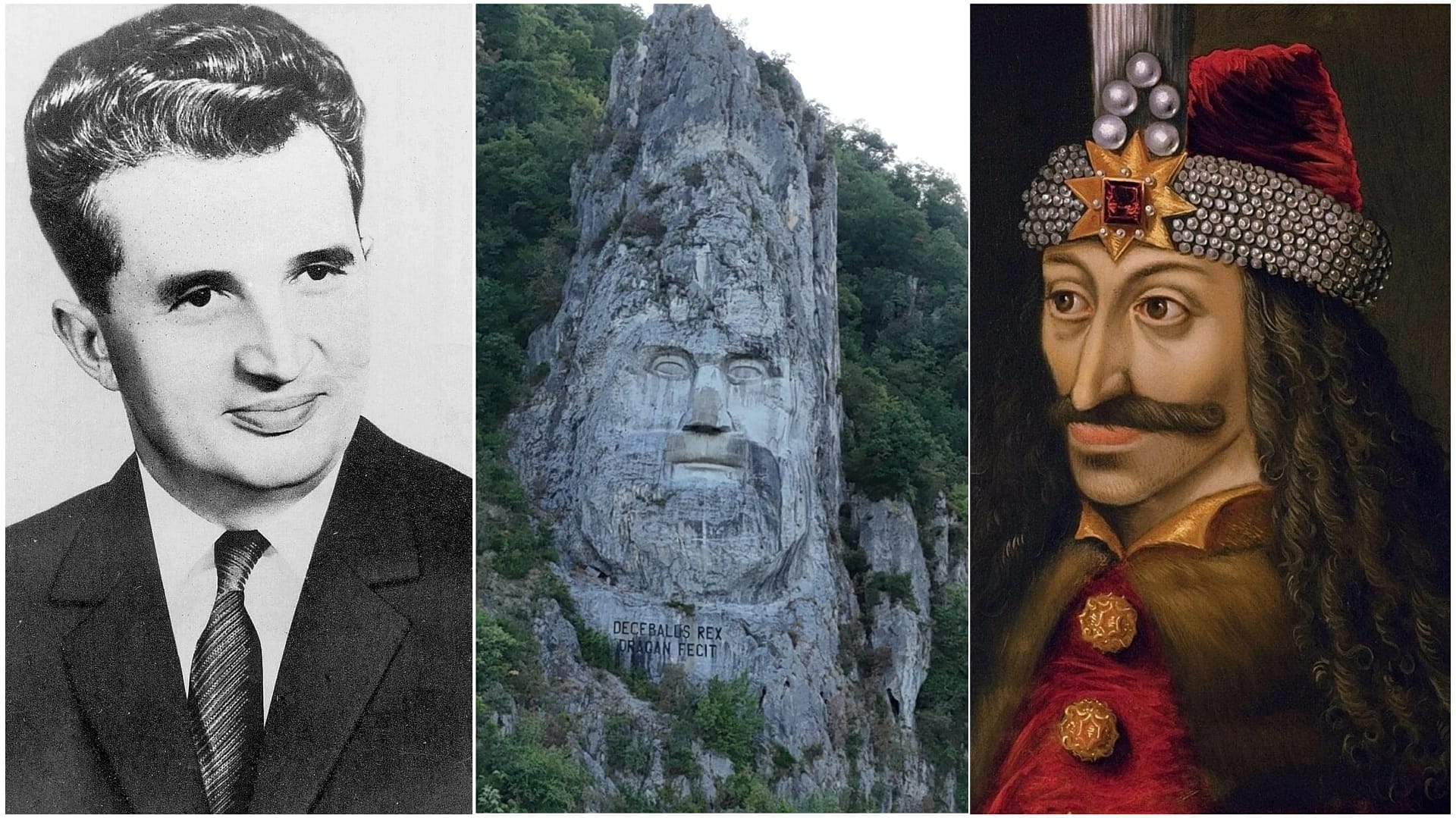 Nicolae Ceaușescu, Decebalși Vlad Țepeș. Foto: Wikipedia, Adevărul